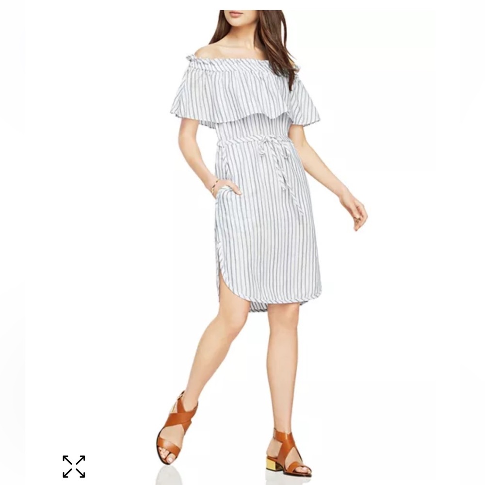 BCBG Maxazria Linen Off the Shoulder Dress. Size small.